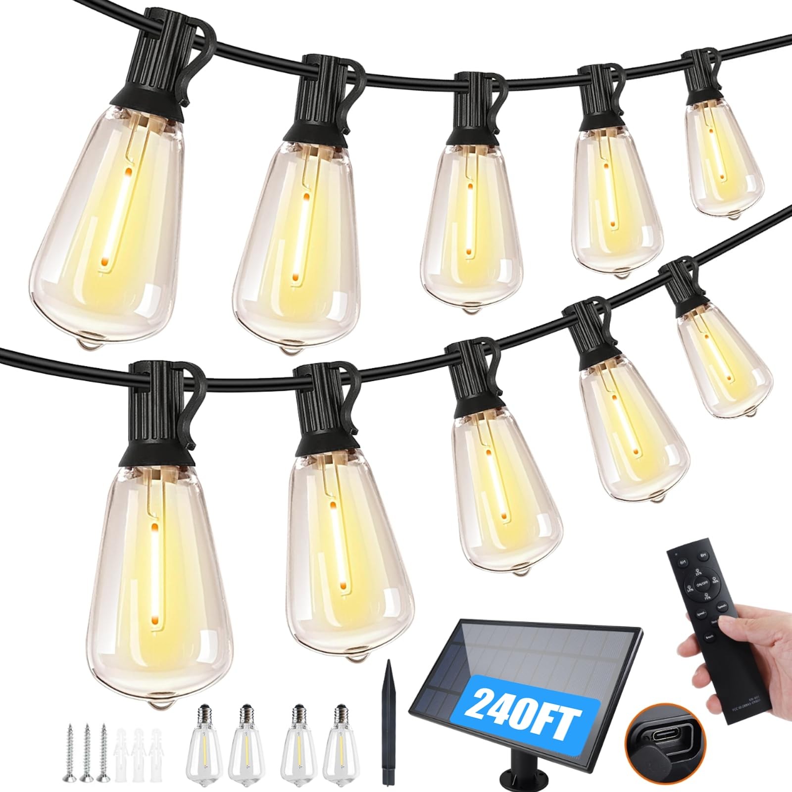 Bdrofn 2 Pack 120FT Solar String Lights Outdoor,Solar Patio Lights Waterproof