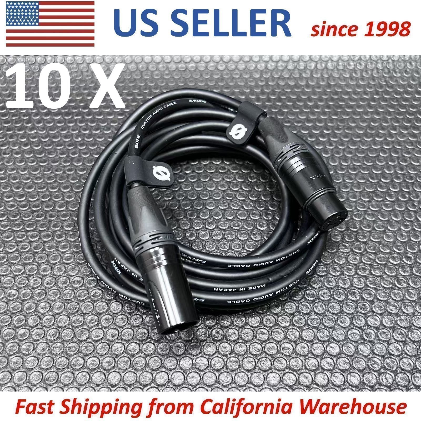 10 Pieces RØDE RODE XLR-3 3M 10ft Microphone Cable Male to Female Black - Used