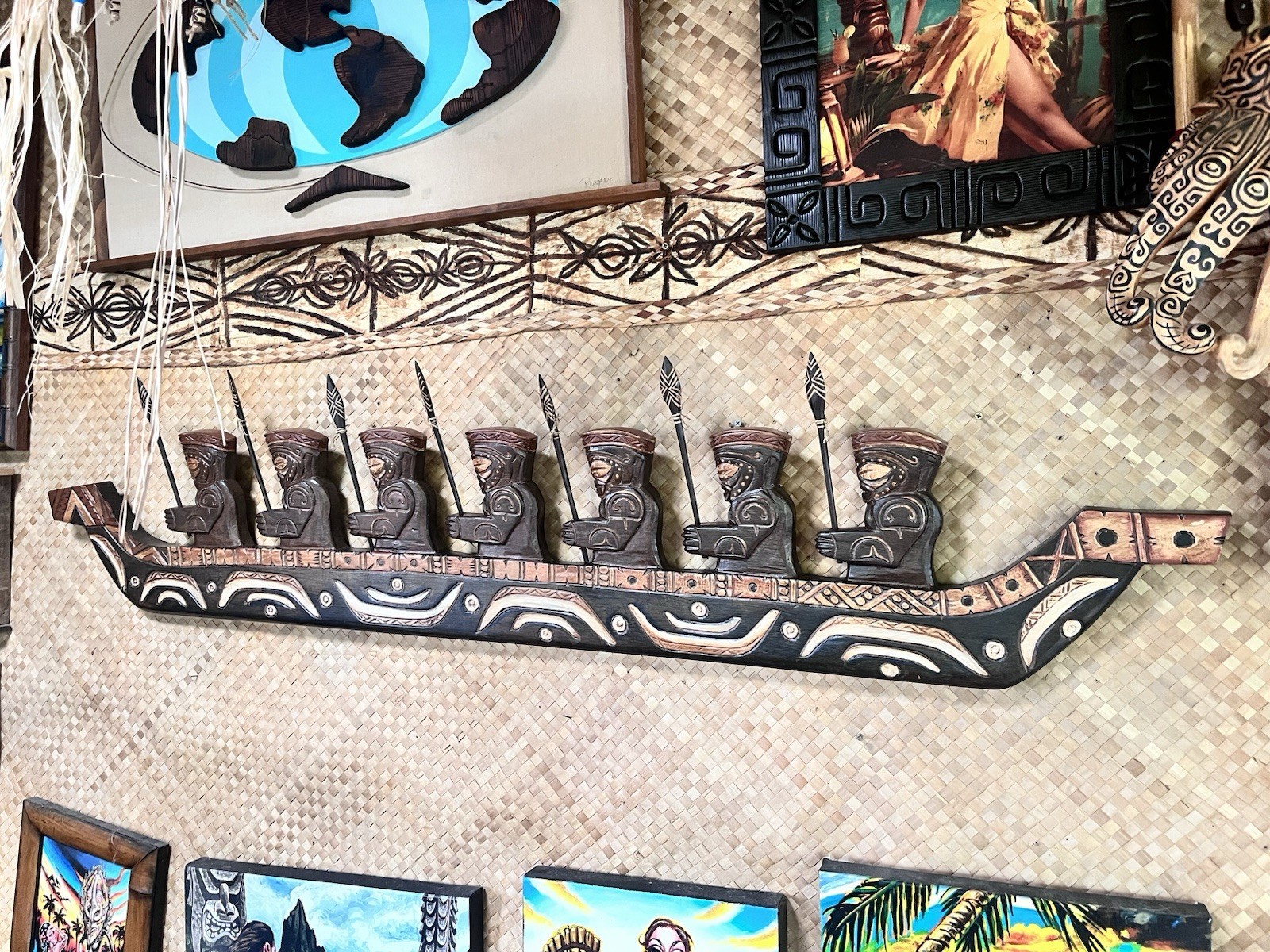 New 5’ Marquesan Style Canoe Tiki bar Decor Oceanic