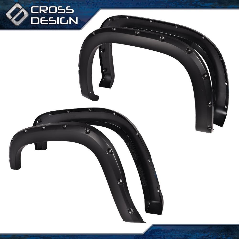 [4PCS] FIT FOR 07-14 GMC SIERRA FLEETSIDE BED POCKET RIVETED WHEEL FENDER FLARES