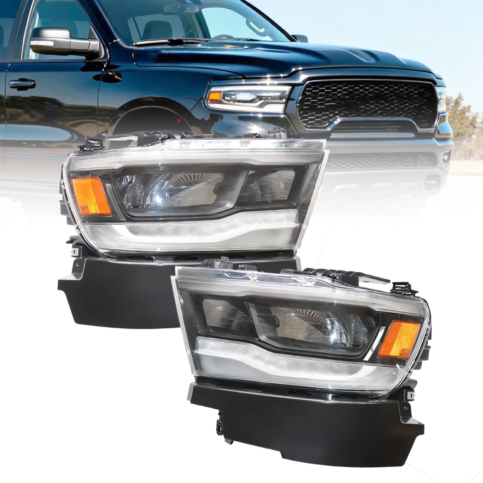 For 2019-2024 RAM 1500 Rebel/Laramie LED Headlight Headlamp Assembly
