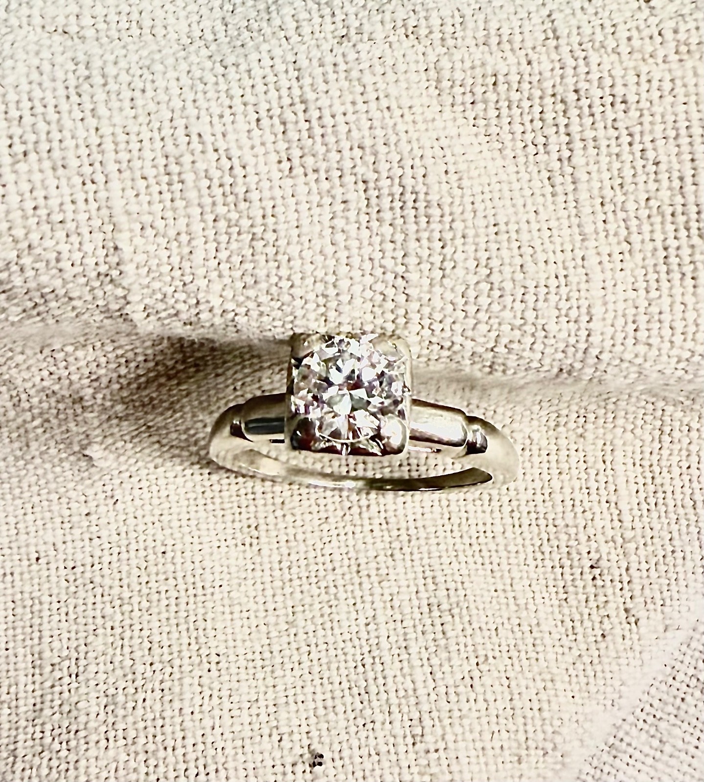 Vintage 14k white gold, diamond engagement ring set, 1/2 carat, size 4.5.