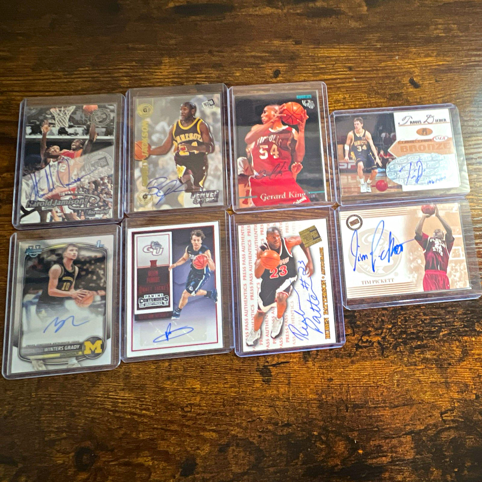 NCAA Basketball 8 Card Autograph Lot; Pangos, Pickett, Diener, Grady, Jackson NCAA Basketball 8 Card Autograph Lot; Pangos, Pickett, Diener, Grady, Jackson