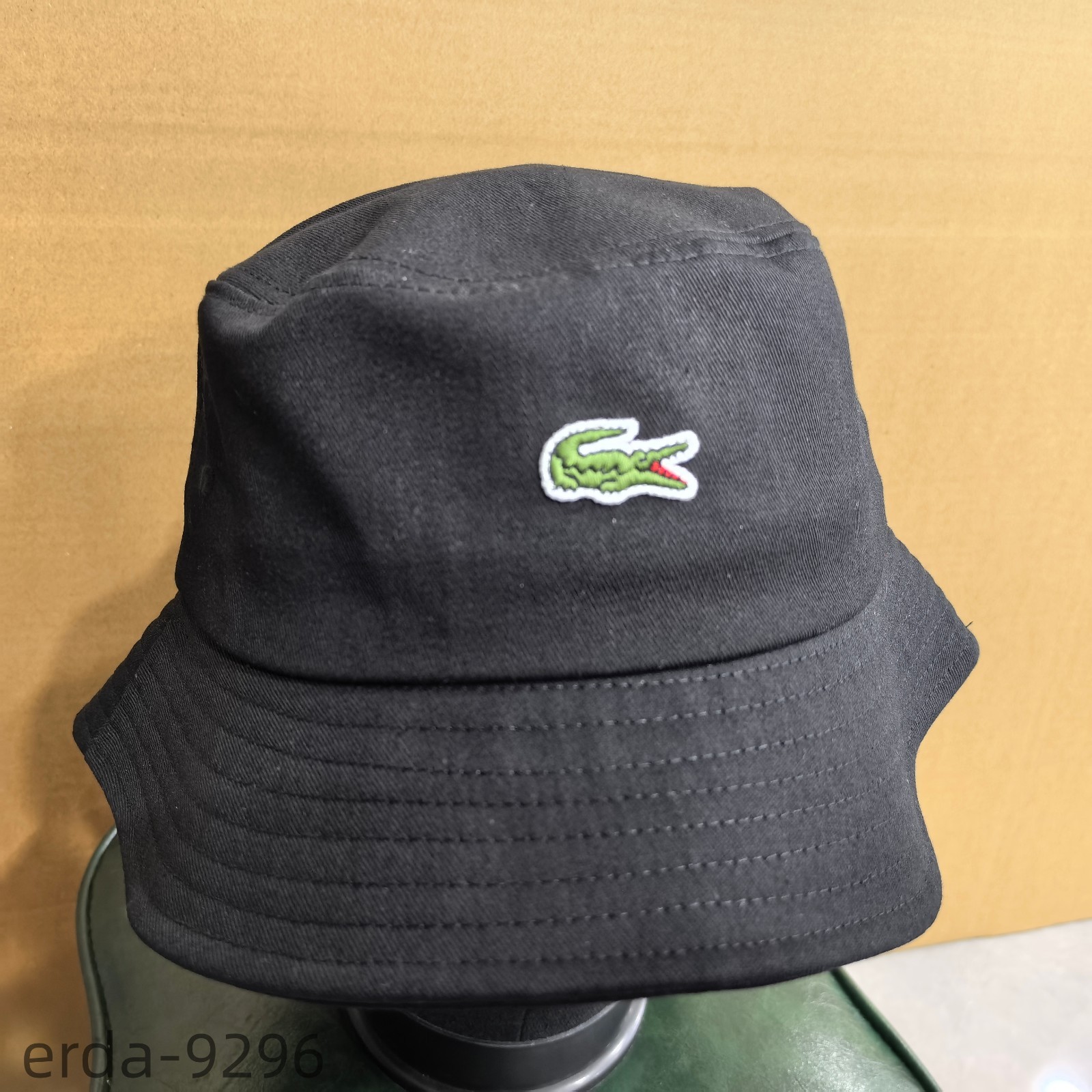 LACOSTE patterned outdoor casual bucket hat, black unisex LACOSTE patterned outdoor casual bucket hat, black unisex