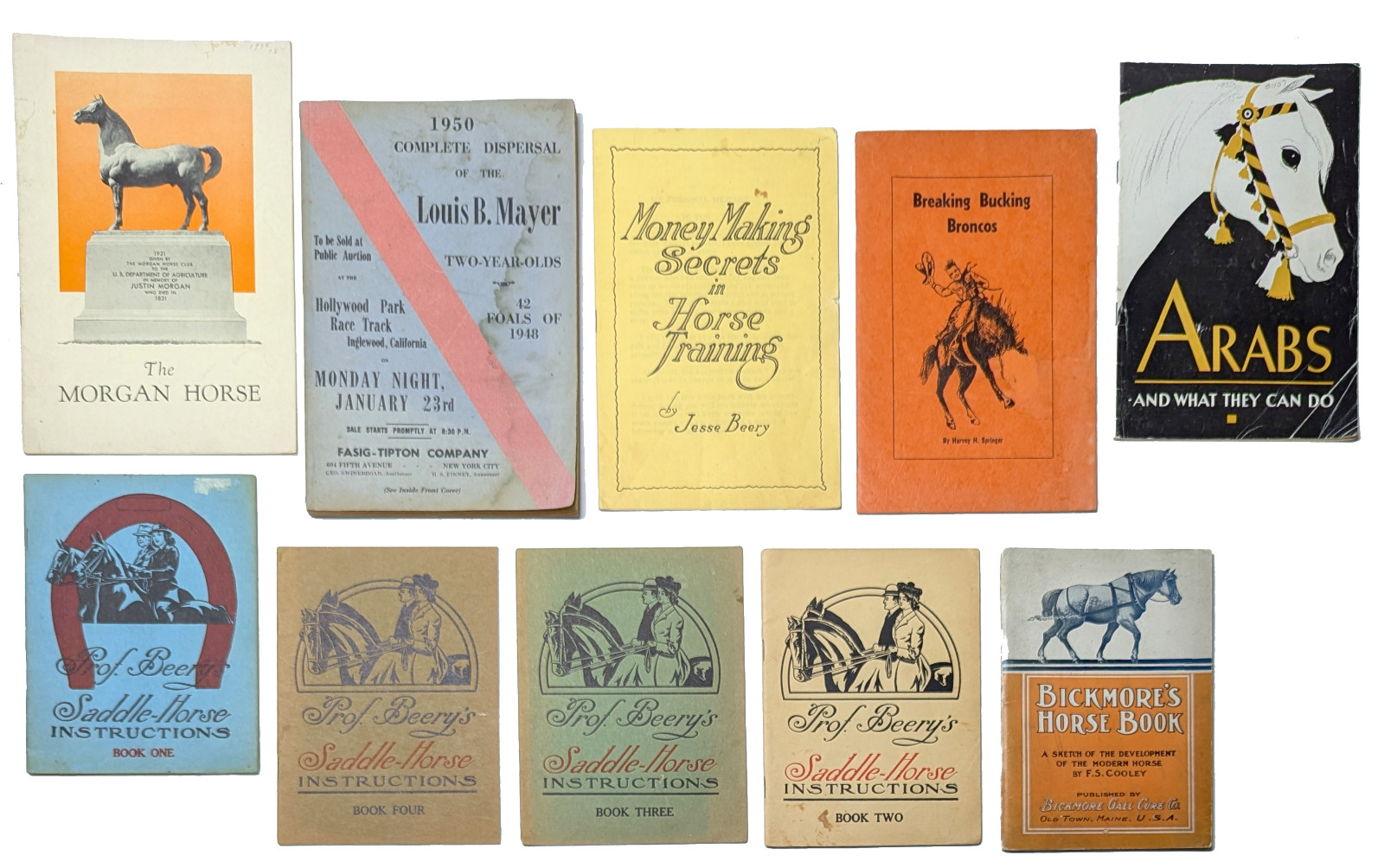 Vintage 10pc Horse Booklet Ephemera Lot Jesse Beery Arabs Bickmore Louis B Mayer