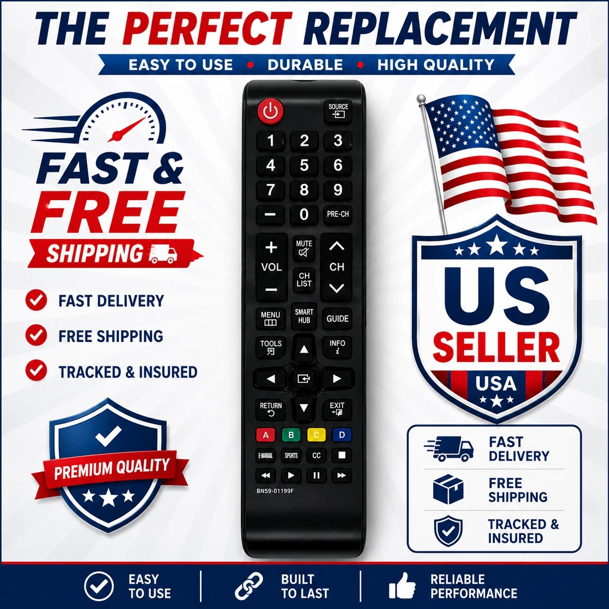 New Universal Remote Control for ALL Samsung LCD LED HDTV 3D Smart TVs