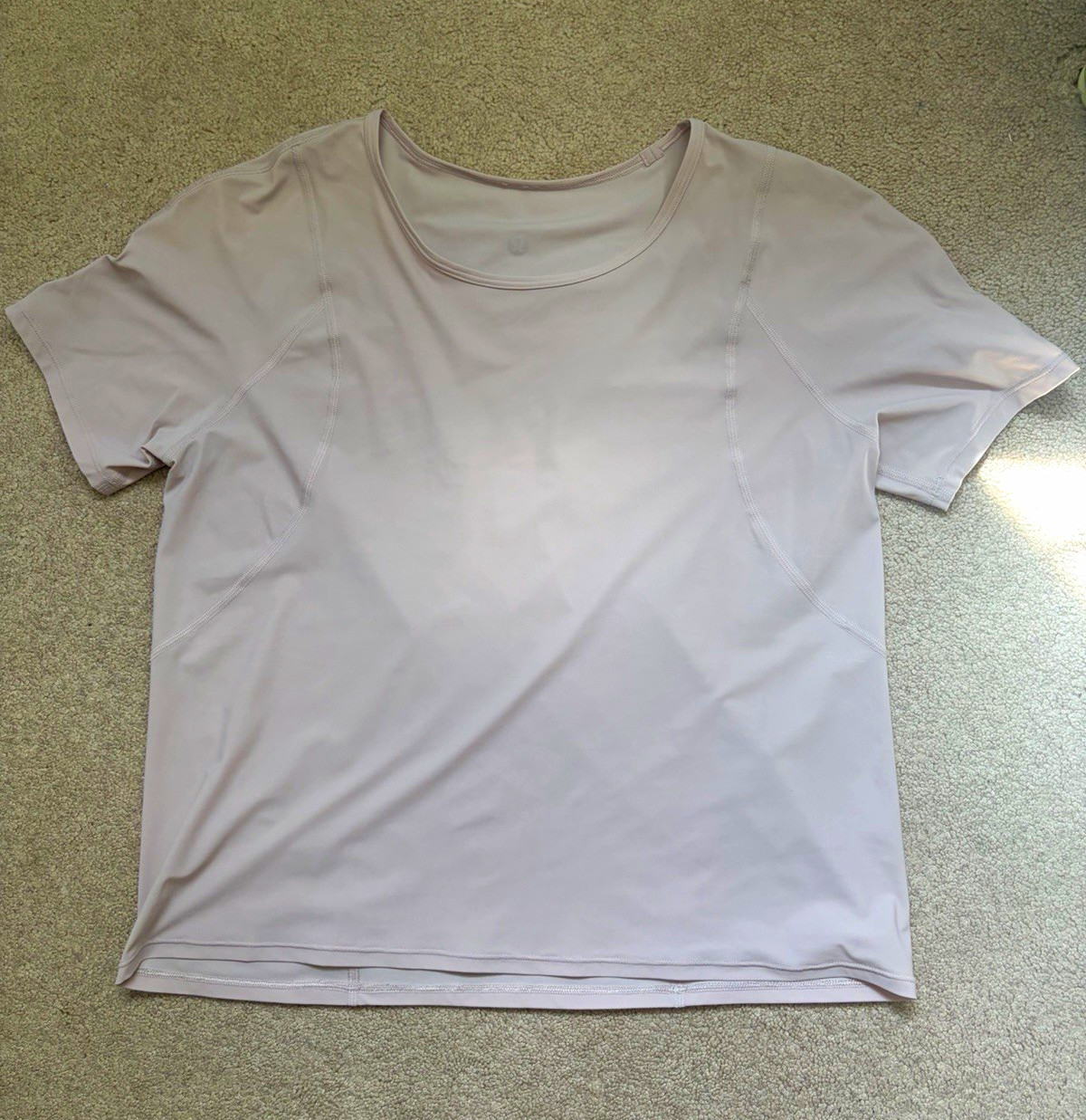 lululemon athletica Womens L Pink Crew Neck Short Sleeve Stretch Solid Tee
