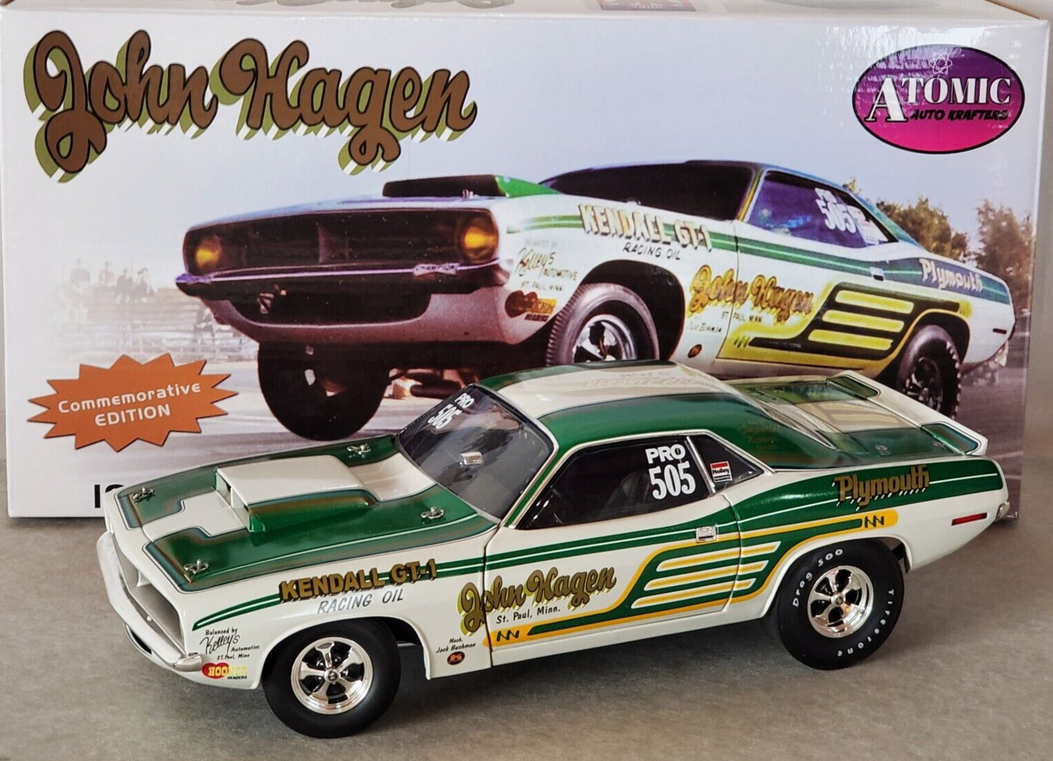 1:18 1970 JOHN HAGEN PRO STOCK CUDA 426 HEMI  1 of 426  #A1806123AA   IN - STOCK