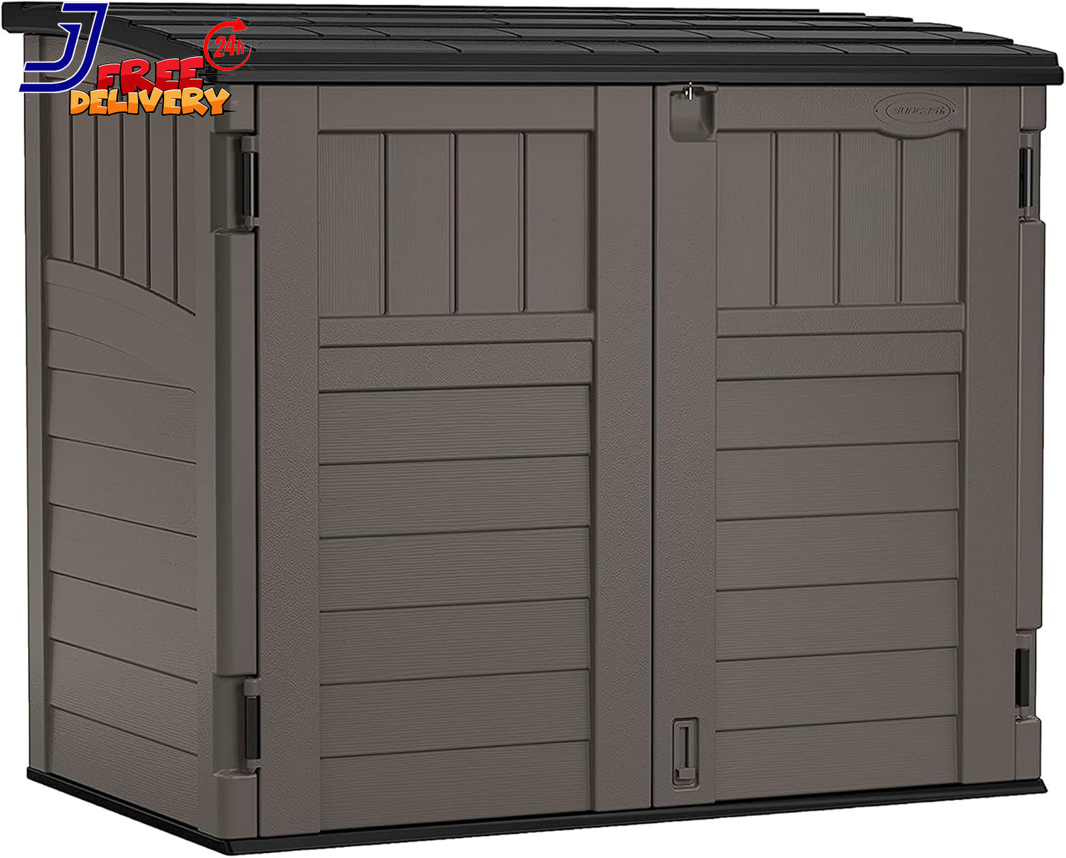 Suncast 34 Cu Ft Horizontal Storage Shed Resin Lockable Stoney Black
