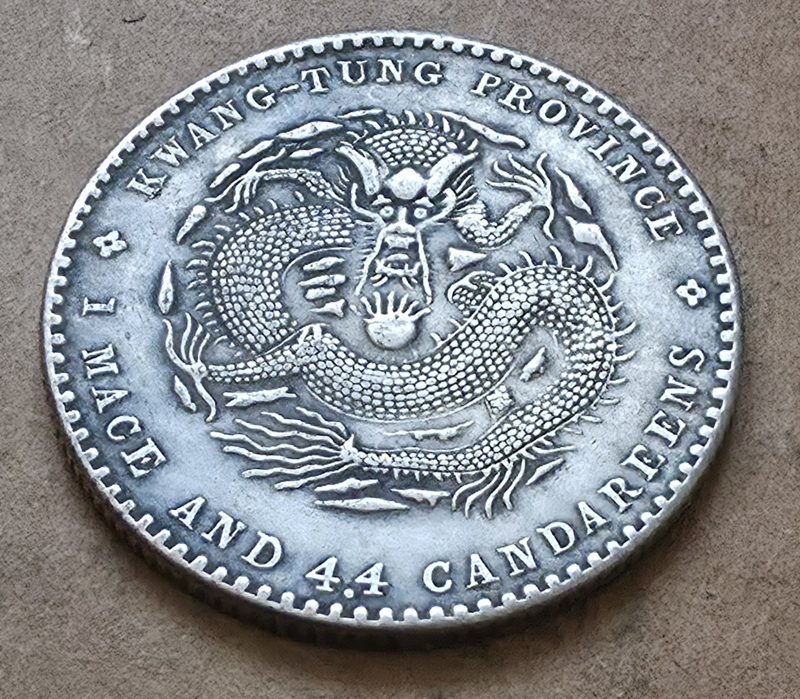 •1925•CHINA•KWANG TUNG PROVINCE •1 MACE &4.4 CANDAREENS•