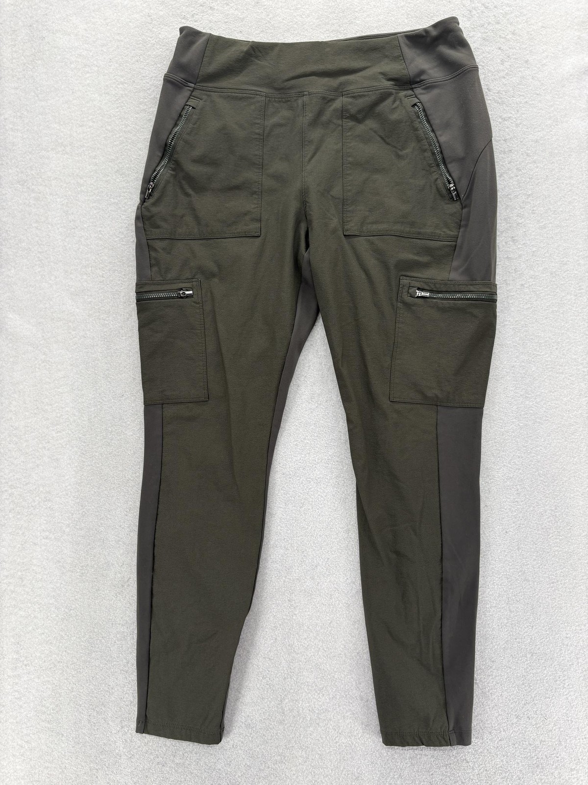 Athleta Headlands Hybrid Cargo Tight Pants Womens 14 Green Stretch Jogger Gym