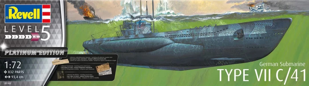 Revell/Germany 1:72 #5163 WWII German Submarine Type VII C/41 Platinum Ed.~NEW