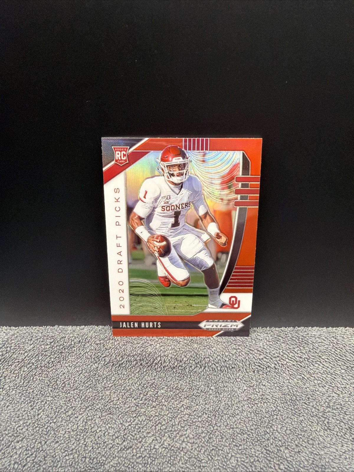 Jalen Hurts Rookie 2020 Panini Prizm Draft Picks Red Prizm Color Match No. 129