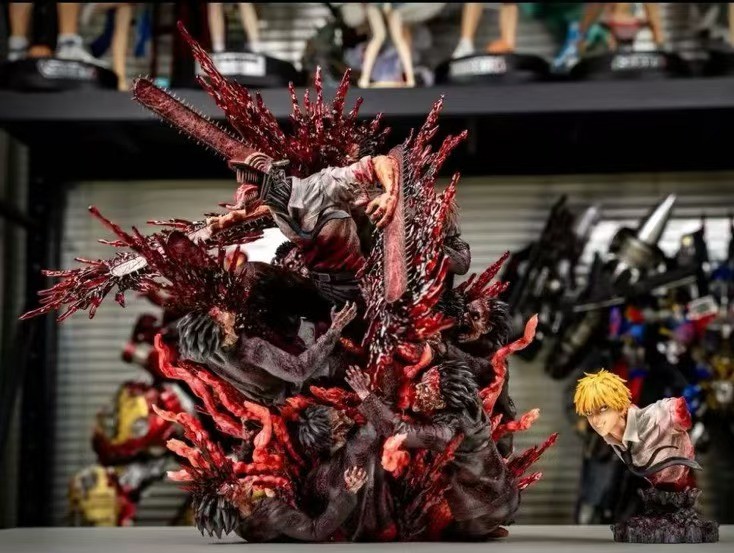 YOYO Studio Chainsaw Man Denji Resin 1/6 Scale H43cm Eye Led Statue In Stock