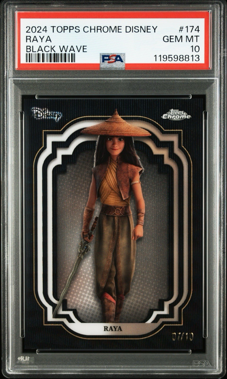 Raya #/10 Black Wave Refractor PSA 10 2024 Topps Chrome Disney Last Dragon