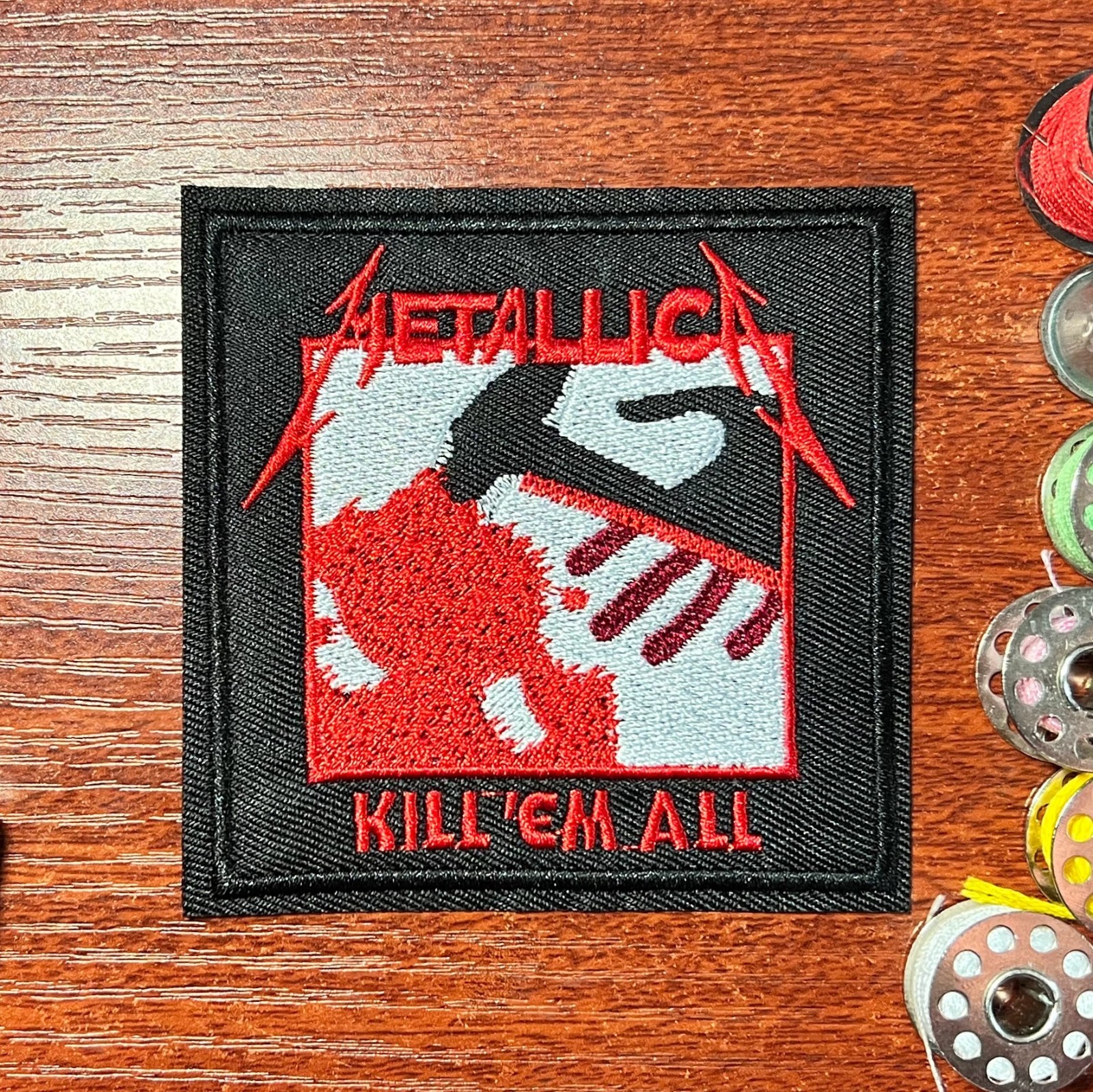 Metallica Patch Kill em All Cover Heavy Metal Embroidered Iron On 3.25x3.25 Metallica Patch Kill em All Cover Heavy Metal Embroidered Iron On 3.25x3.25