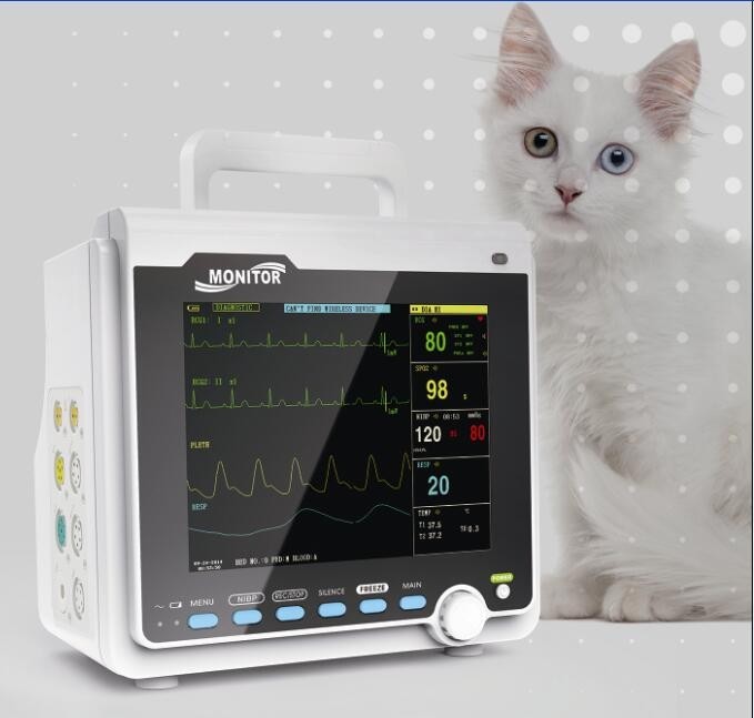 Portable Veterinary Patient Monitor Vital Signs VET ICU Machine 6-parameter 8.0