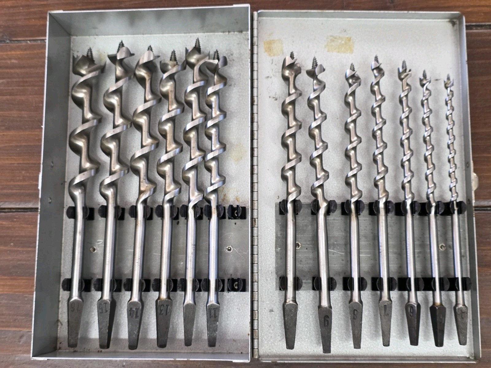 Vintage Irwin D-13 Auger Bit Set - Complete 13-Piece Shop Set (#4 to #16)...