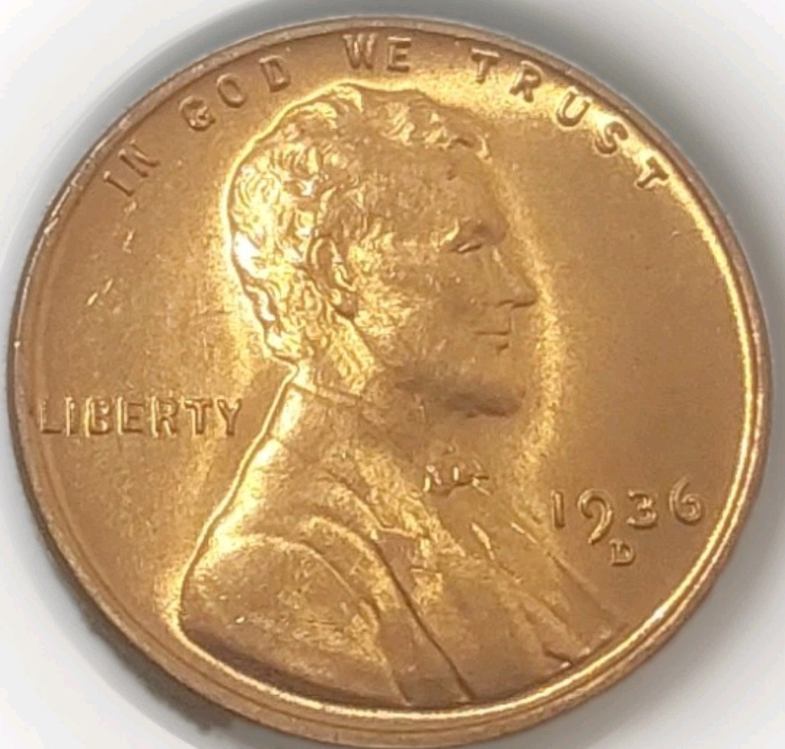 1936 D Lincoln Wheat 1C Penny Gem Uncirculated Red BU Free Post Tracking 