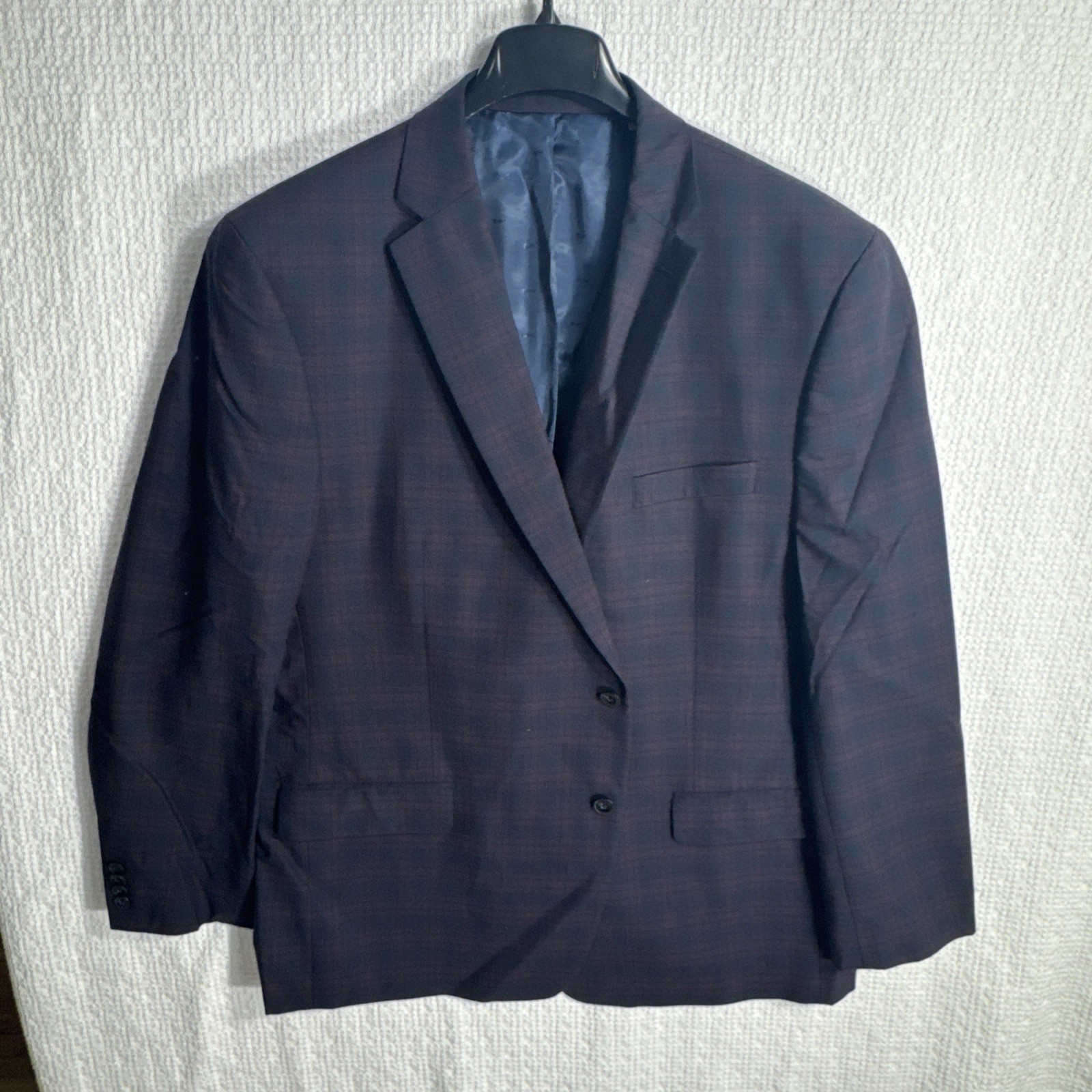 Michael Kors 50L Red Black Tartan Plaid Wool Poly Blend 2 Button Sport Coat