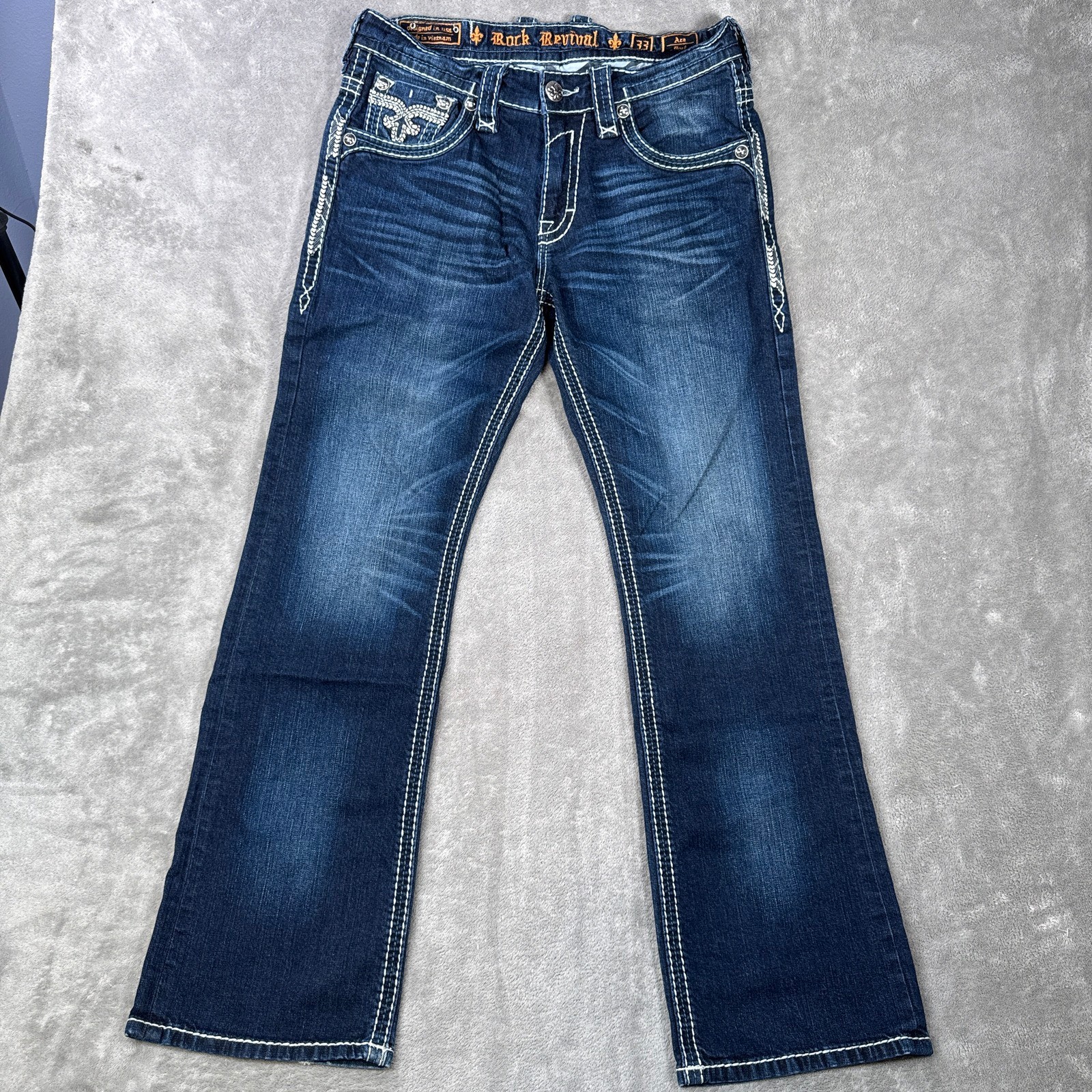 Rock Revival Jeans Men Bootcut Ace Mens 33x32 Blue Denim