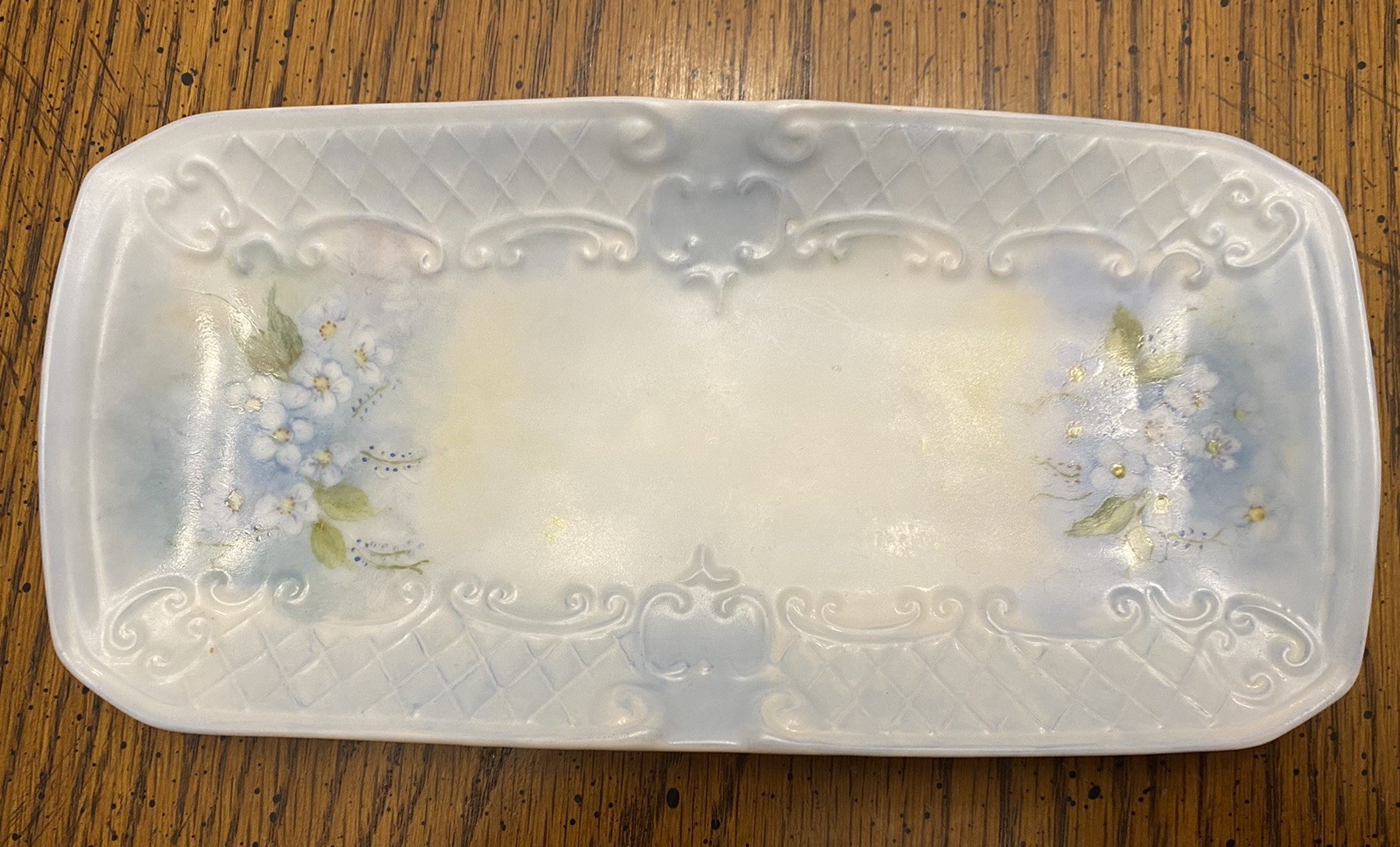 Vintage Dated Hand Painted Ceramic 8” Trinket Dish Personal Message Sweet 
