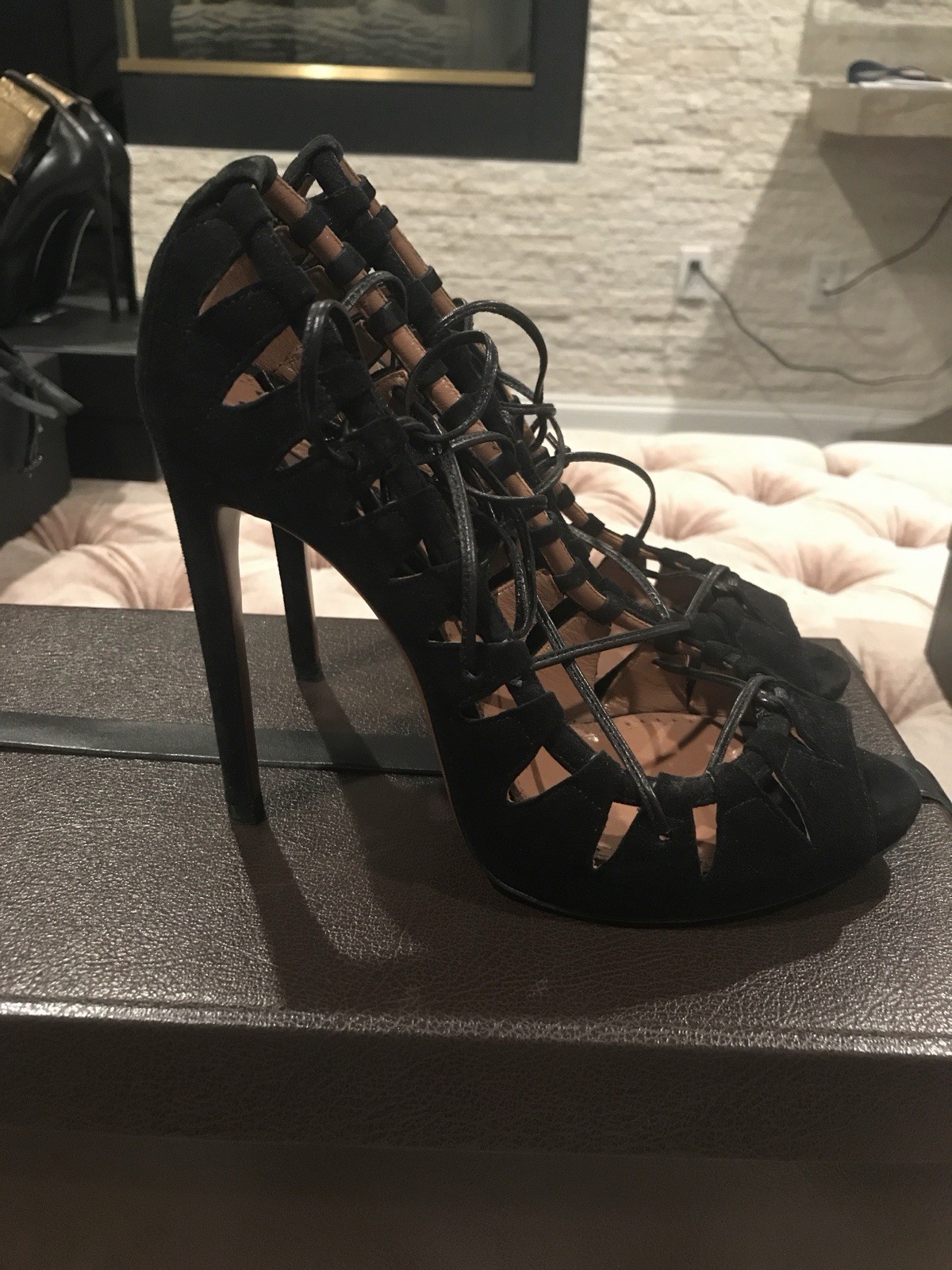 Alaia Chaussure Chamus Noir Lace Up Heels 38 $2,450