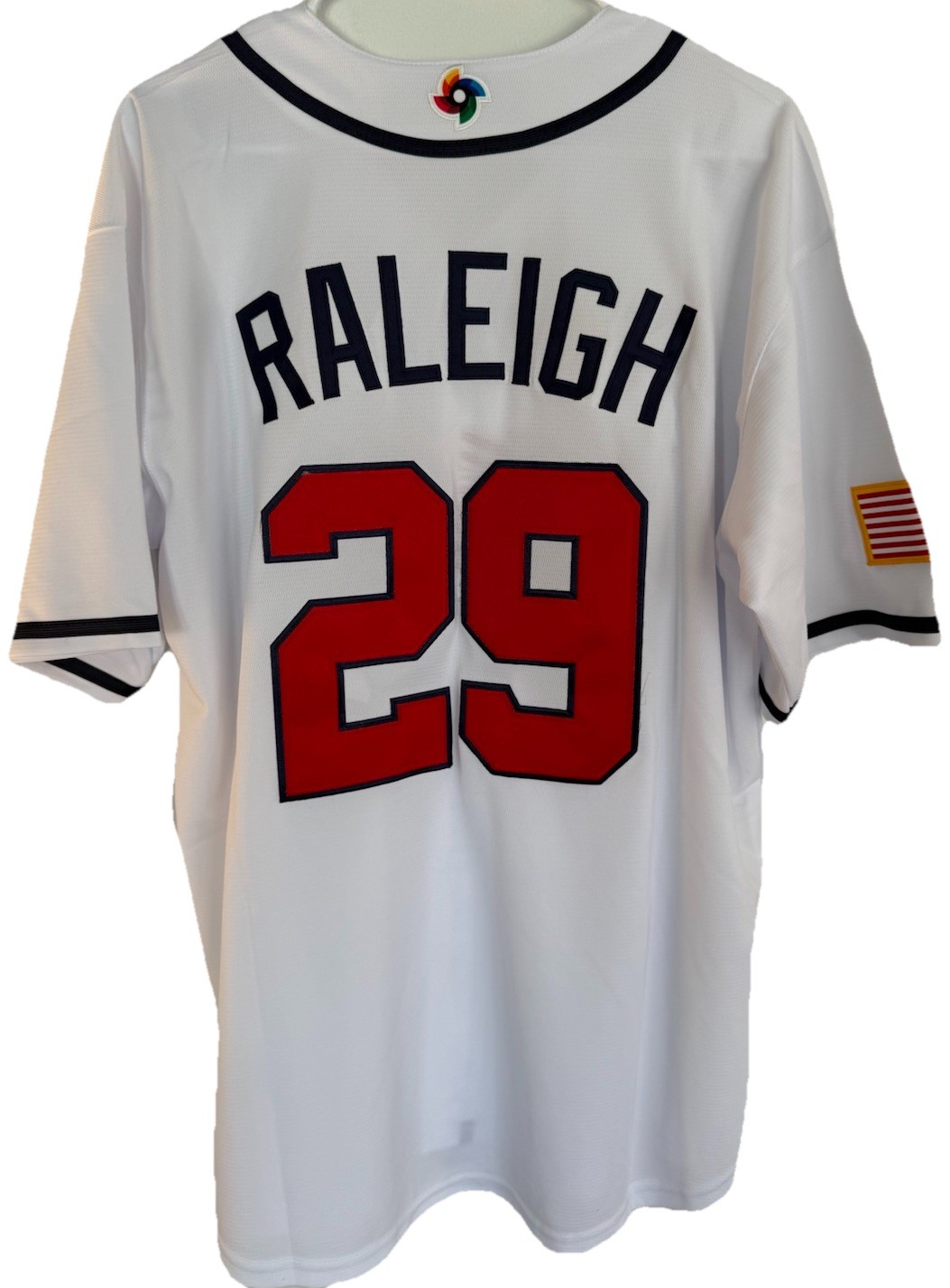 Cal Raleigh USA WBC Nike Home Jersey #29 White Red Blue Large
