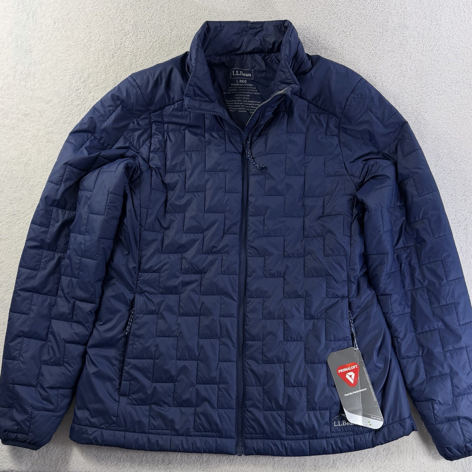 L.L. Bean L PrimaLoft Hi-Loft Insulated Liner Puffer Jacket Navy NWT 510595 Lady