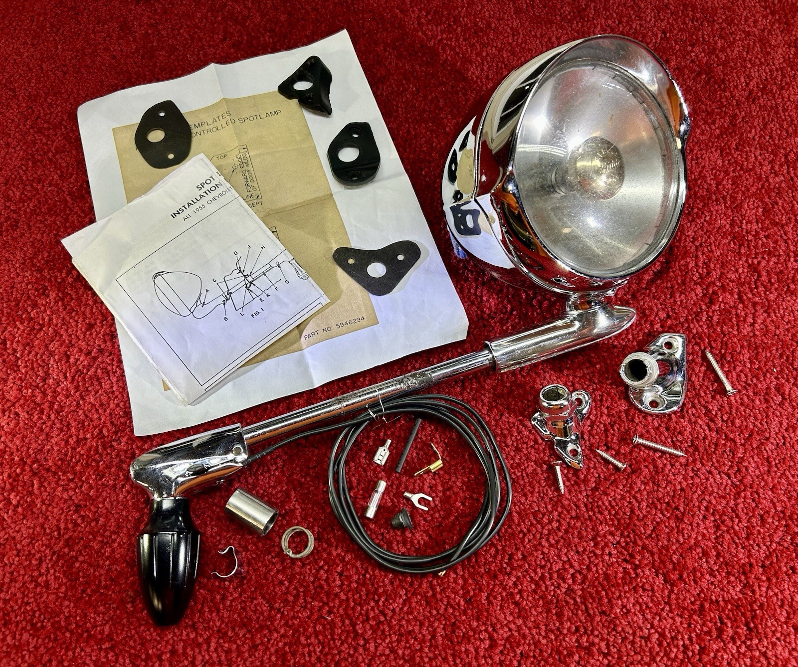 1955 - 1957 PONTIAC & CHEVY “GUIDE” S2-55 SPOTLIGHT w/ MIRROR (OEM USED SET) A+