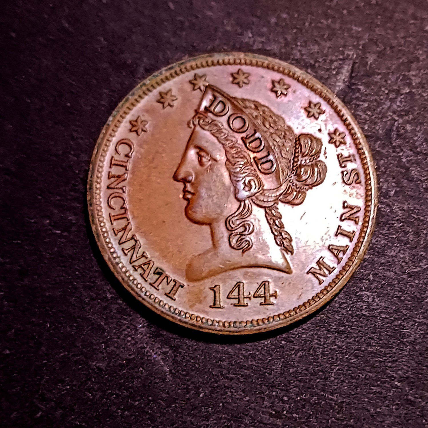 1851 Dodd & Co Hatters Cincinnati Ohio Merchant Token - Miller OH-9