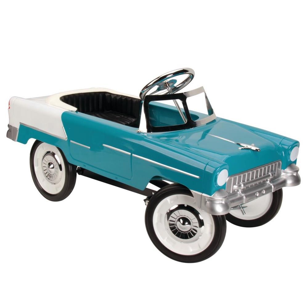 Retro Tri-Five 1955 Fits Chevy Steel Metal Pedal Car, Aqua/White