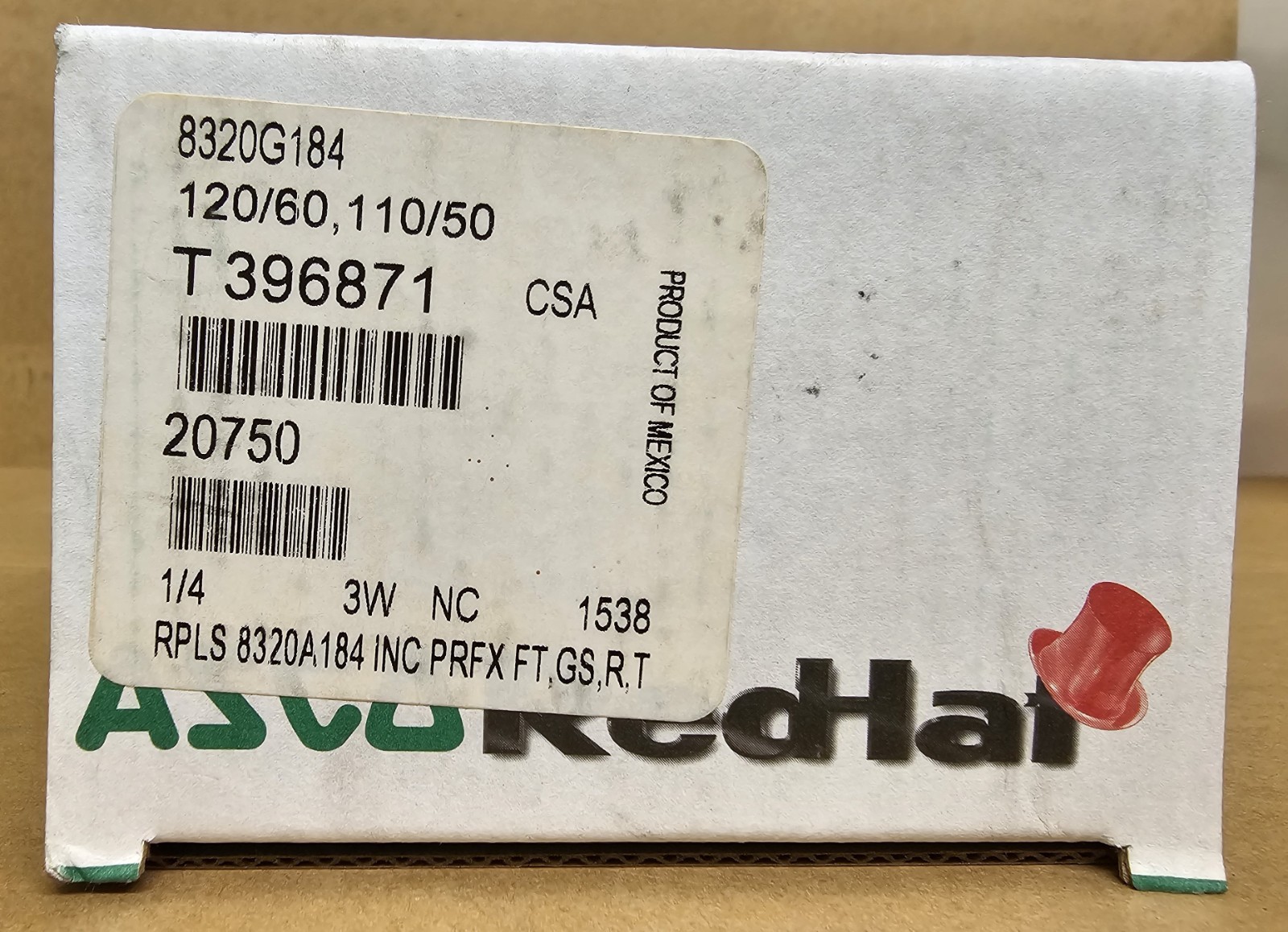 ASCO Red-Hat 8320G184 Solenoid Valve 3-Way NC 1/4\ ASCO Red-Hat 8320G184 Solenoid Valve 3-Way NC 1/4\