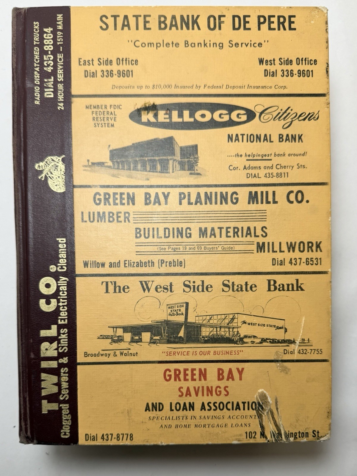 1963 Green Bay & De Pere Wisconsin City Directory Vintage Page Edge Ads