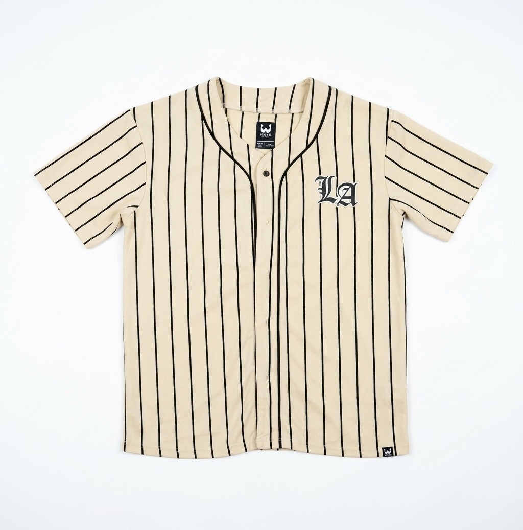 Vintage-Look Los Angeles Baseball Jersey – Light Brown & Black | Medium |