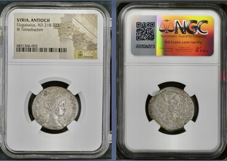 Large Emperor Elagabalus 218-222AD Tetradrachm Coin Roman  Genuine NGC Authentic