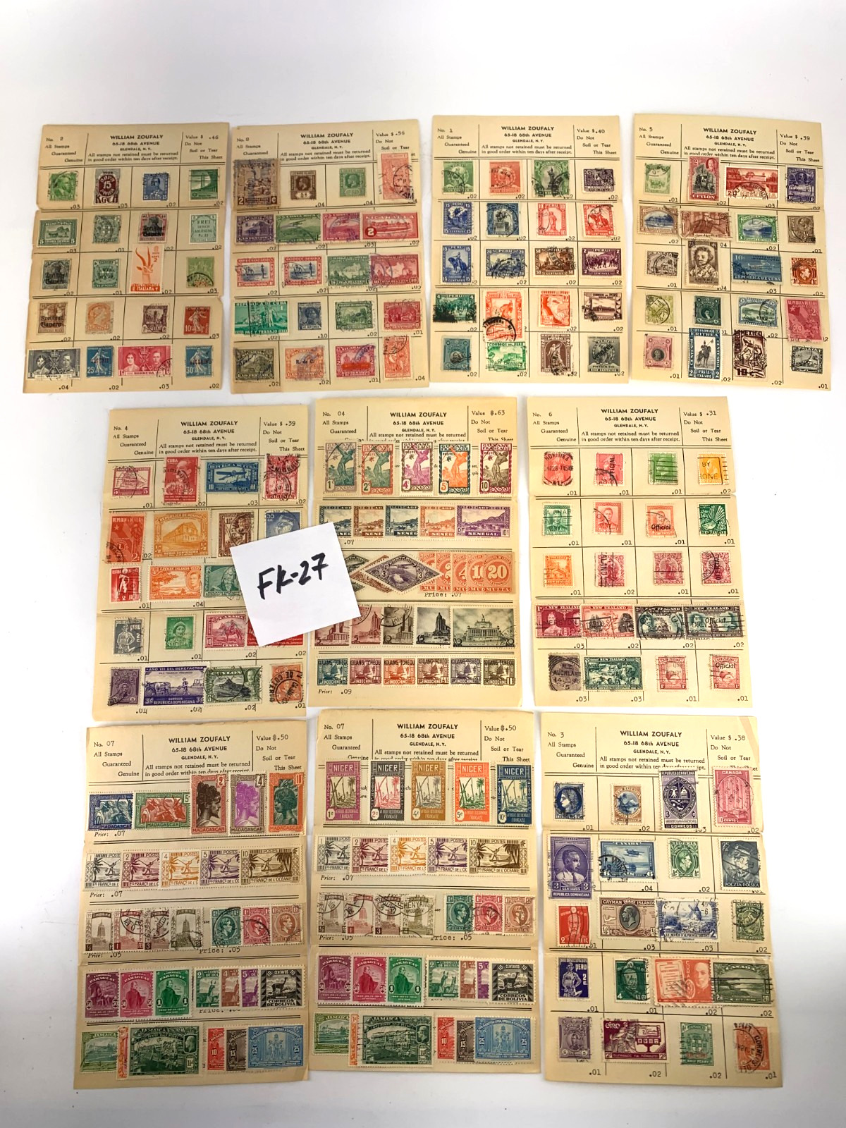 Stamp Approval Sheets Qty (10) Est From 1930s to 1940s (per AI)