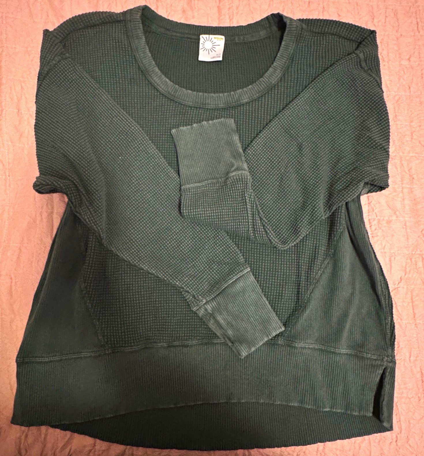 OFFLINE by Aerie Women’s Green Waffle Knit Crew Neck Pullover Sweatshirt S OFFLINE by Aerie Women’s Green Waffle Knit Crew Neck Pullover Sweatshirt S