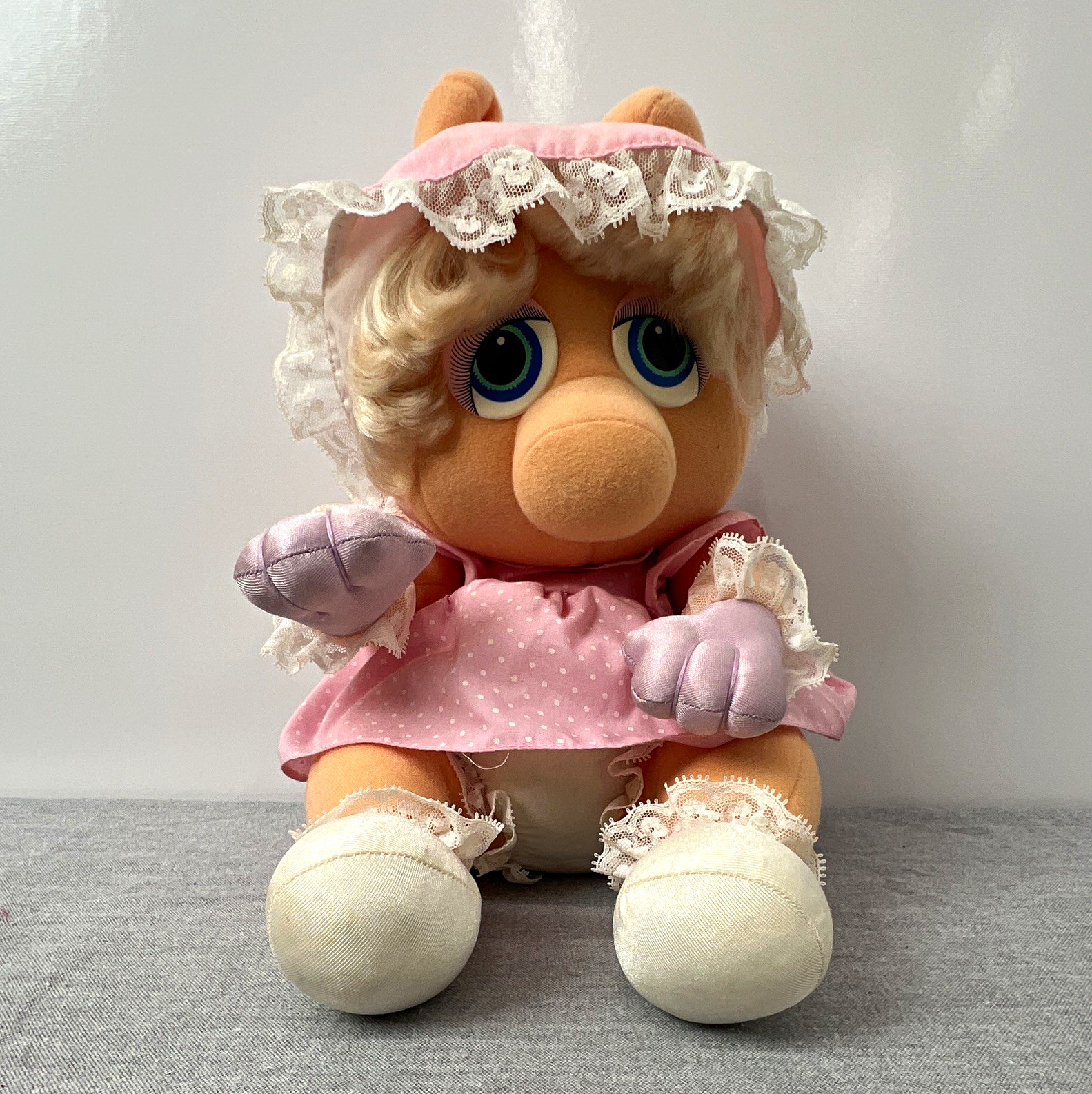 VINTAGE 1985 MUPPET BABIES BABY MISS PIGGY HASBRO SOFTIES 10 IN PLUSH DOLL