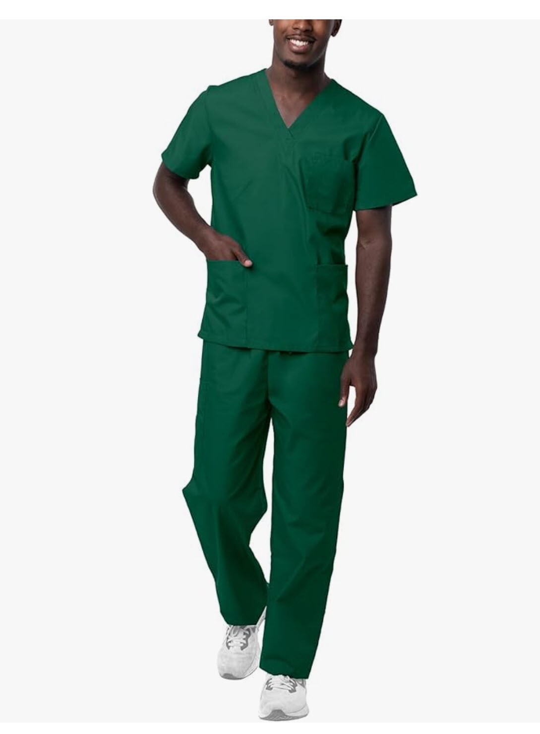 Sivvan Unisex Scrubs - Classic V-Neck Top & Drawstring Pants Scrub Set Green 2XL