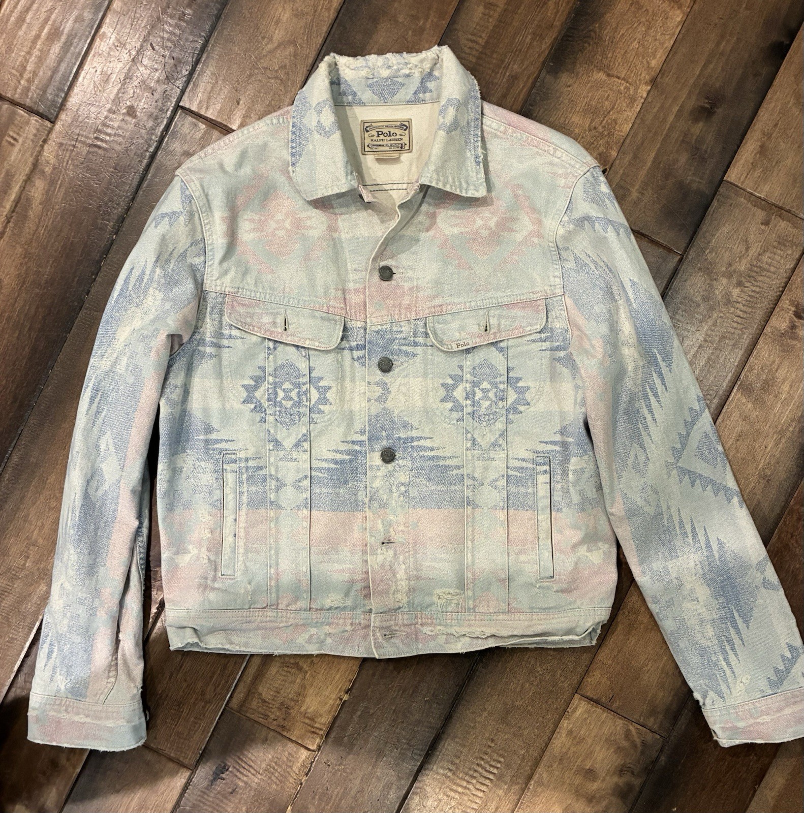 Vintage Polo Ralph Lauren Aztec Jean Jacket Lee Storm Rider Rrl Vintage Polo Ralph Lauren Aztec Jean Jacket Lee Storm Rider Rrl