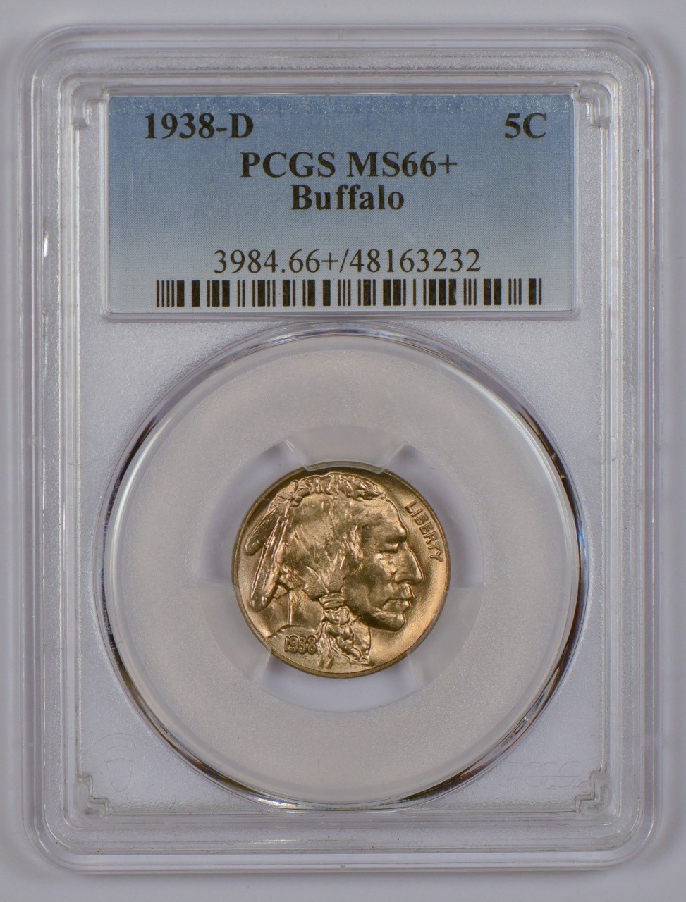 1938-D Toned Buffalo Nickel from the Denver Mint Graded MS66+ by PCGS