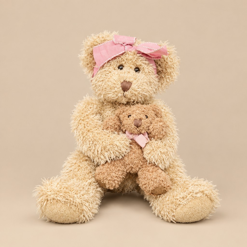 Russ Berrie Marmie Teddy Bear Plush w/ Baby & Pink Bow 10\