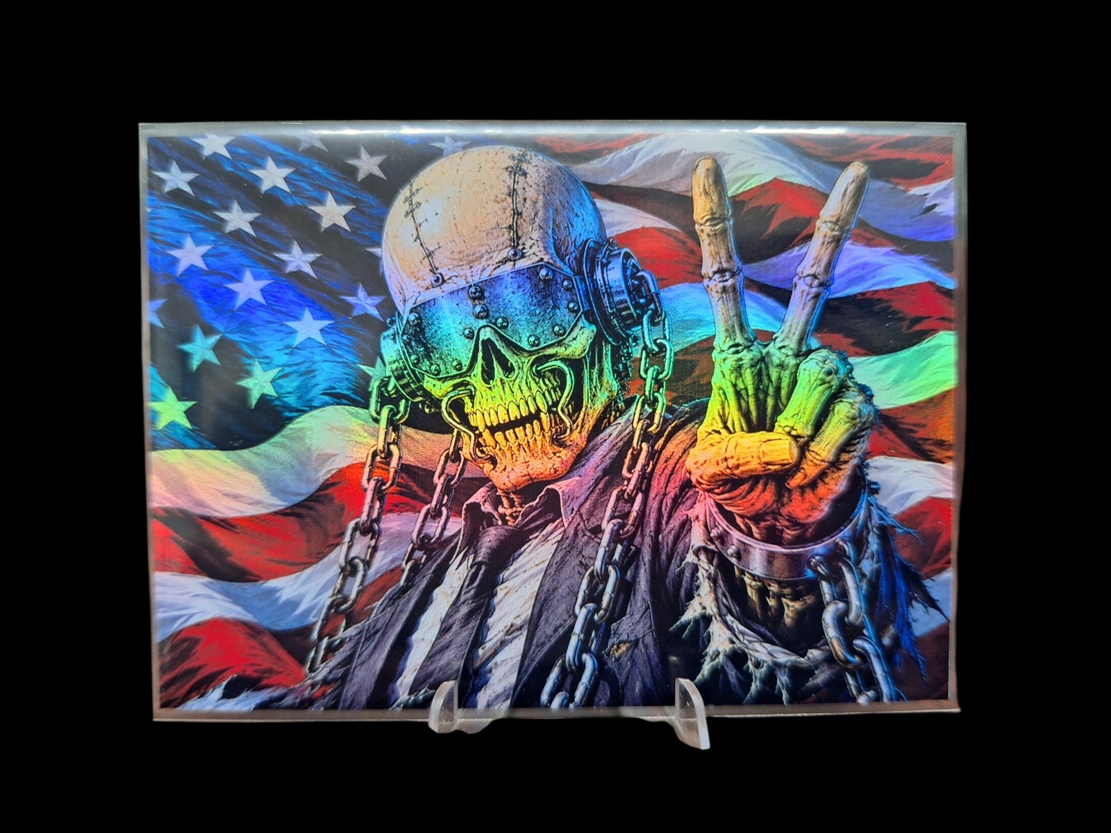Custom Megadeth Vic Rattlehead Rainbow Holofoil Trading Collector Art Card Custom Megadeth Vic Rattlehead Rainbow Holofoil Trading Collector Art Card