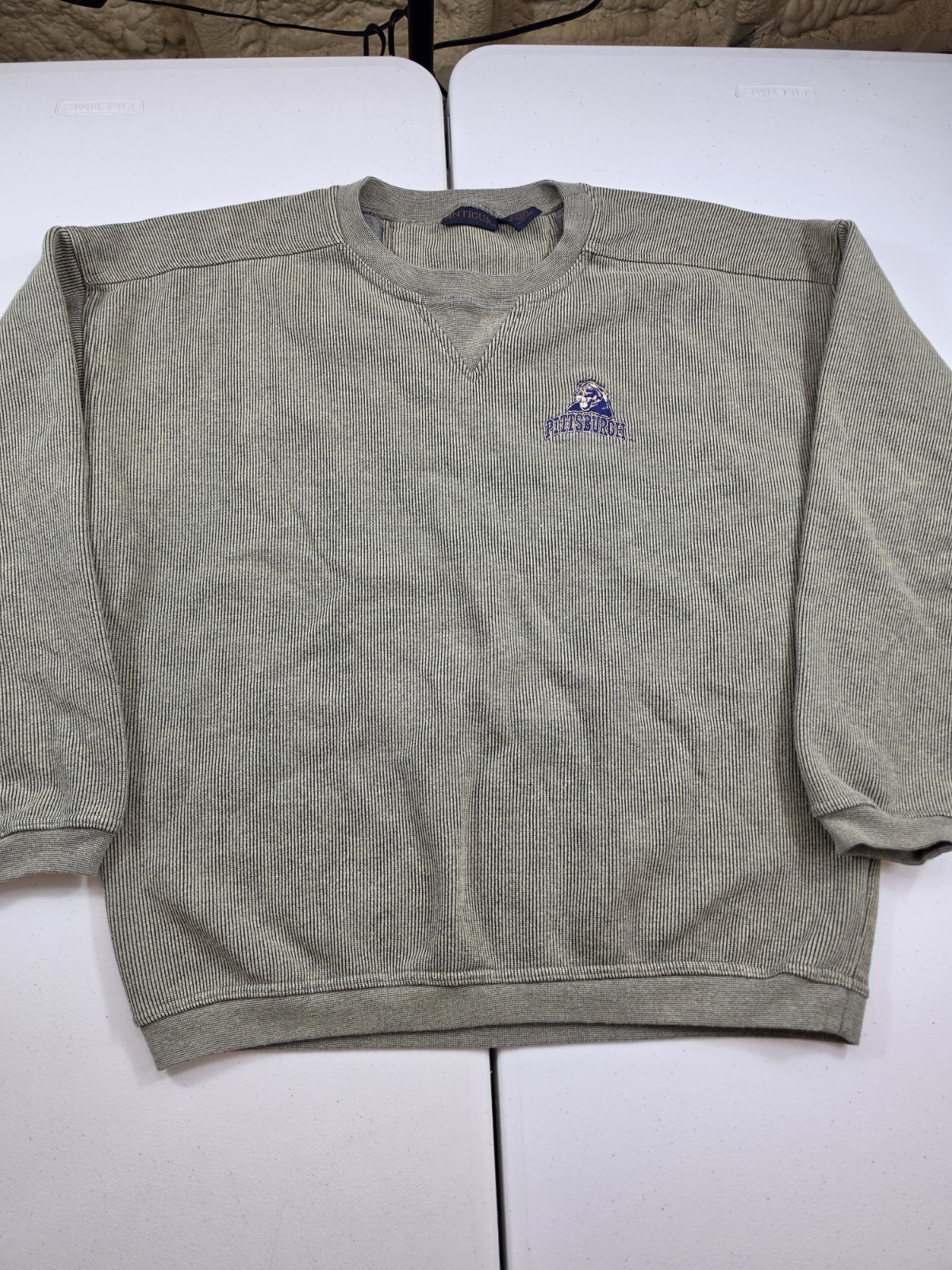 Vintage Pittsburgh Panthers Sweatshirt Mens Large Tan Antigua Football 90s