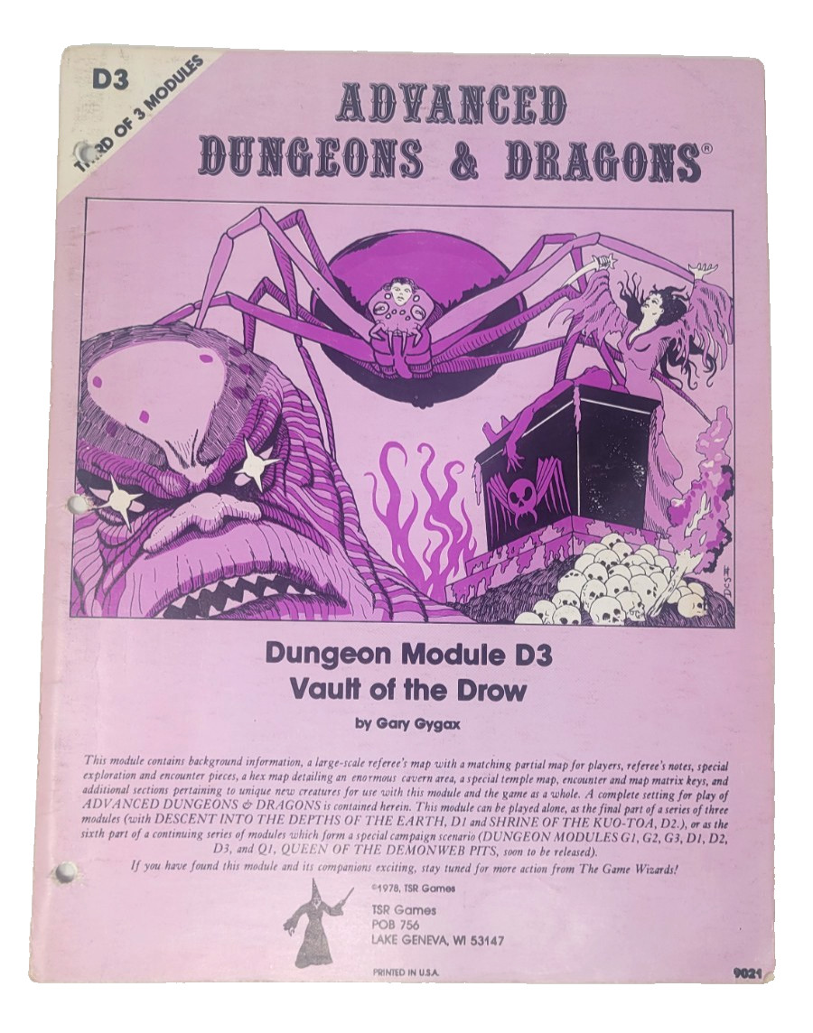 TSR D3 Vault of the Drow 1st Print 1980 AD&D Module Erelhei-Cinlu RPG Booklet