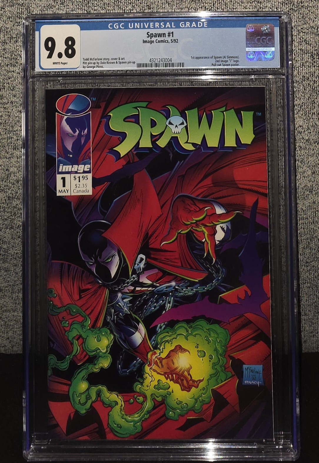 Spawn #1 CGC 9.8 White Todd McFarlane 1992 1st appearance KEY*Clean Slab*