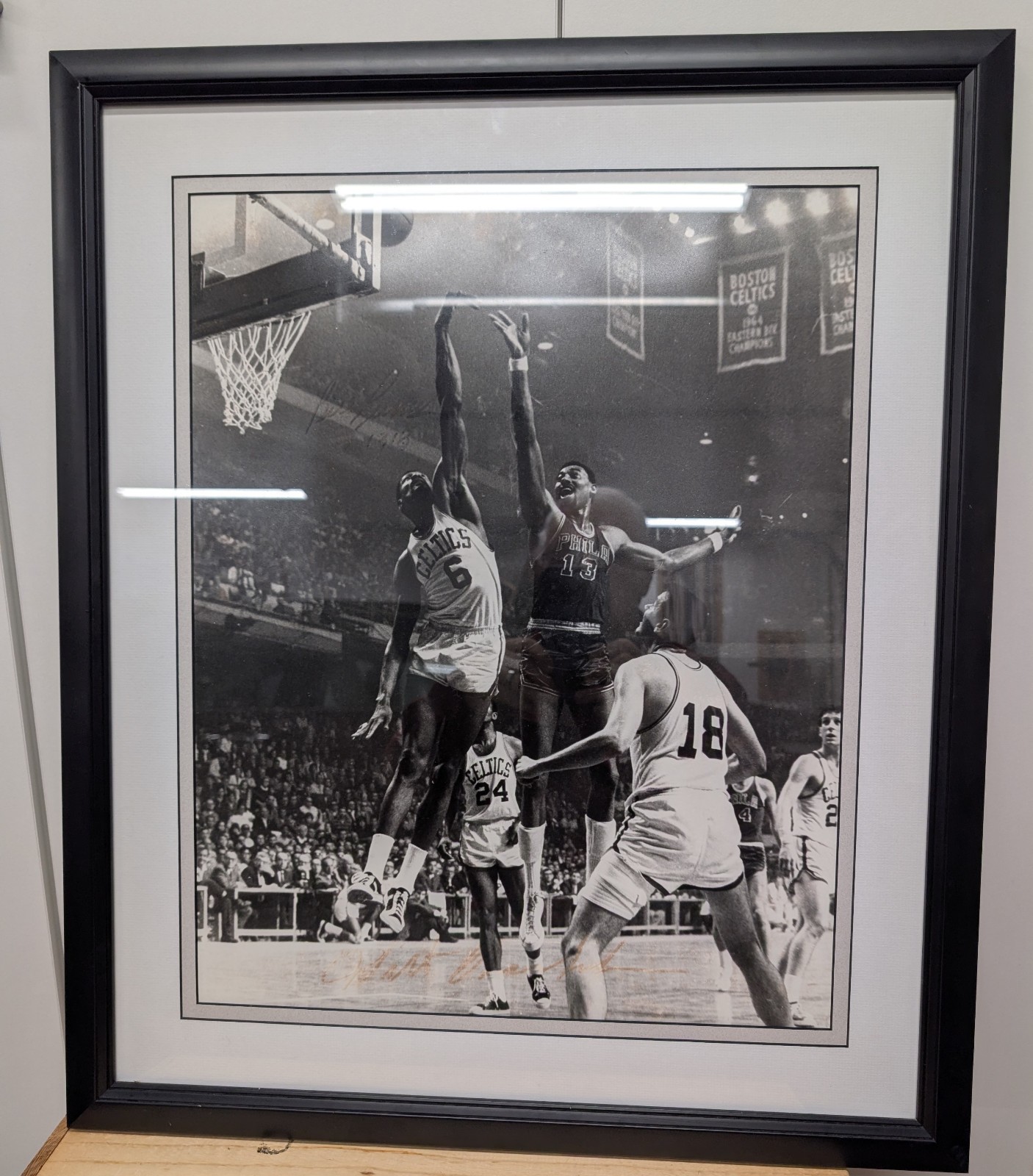 Bill Russell Wilt Chamberlain Dual Signed 16x20 Photo Framed COA HOF Celtic 76er