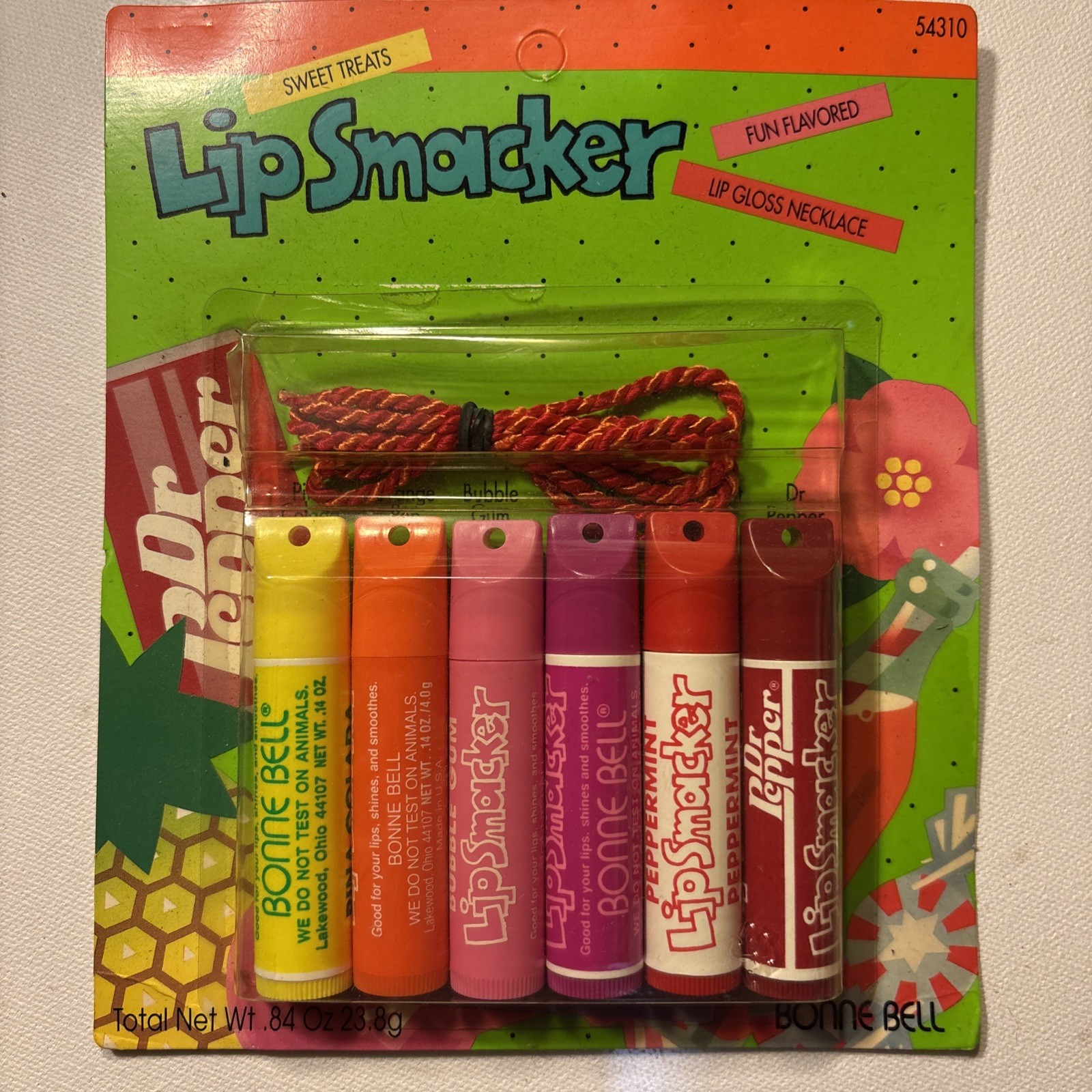 Vintage Bonnie Belle Sweet Treats Lip Smacker Dr Pepper necklace Sealed Sealed 
