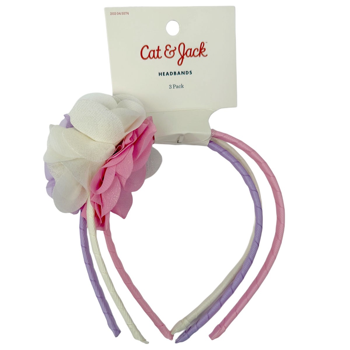 Girls 3pk Chiffon Flower Headbands Cat & Jack Pink Purple Cream Hair Accessories